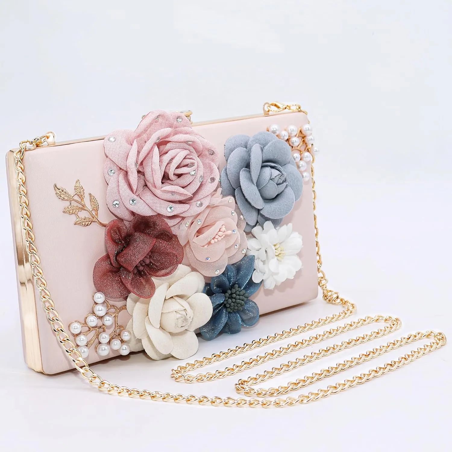 Milisente Evening Bag for Women, Flower Wedding Evening Clutch Purse Bride Floral Clutch Bag