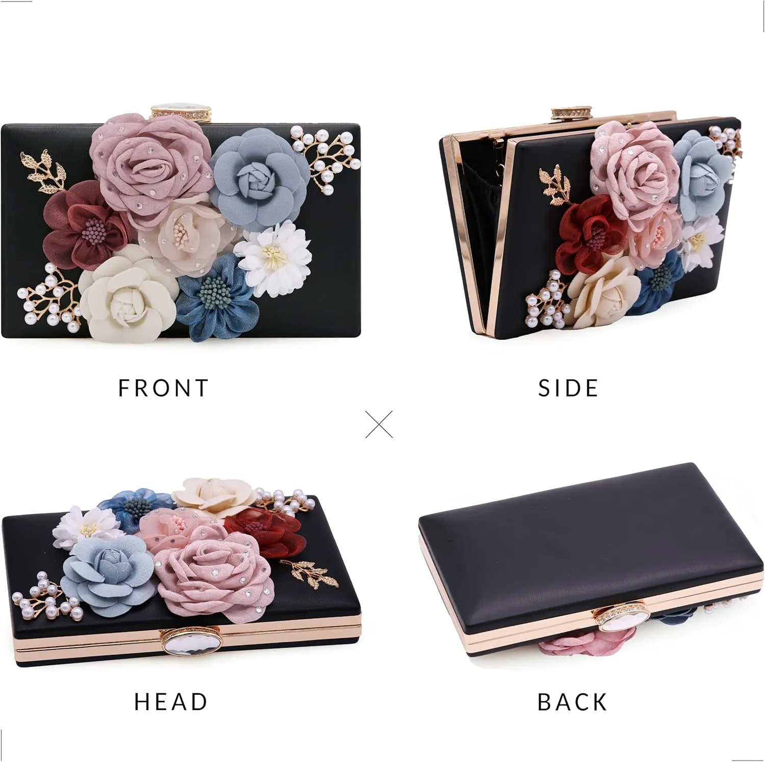 Milisente Evening Bag for Women, Flower Wedding Evening Clutch Purse Bride Floral Clutch Bag
