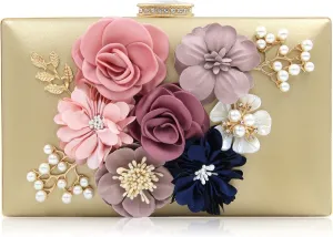 Milisente Evening Bag for Women, Flower Wedding Evening Clutch Purse Bride Floral Clutch Bag