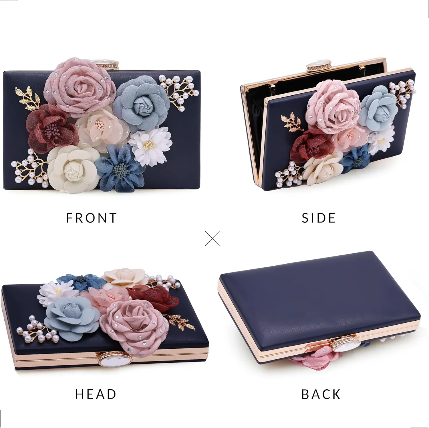 Milisente Evening Bag for Women, Flower Wedding Evening Clutch Purse Bride Floral Clutch Bag