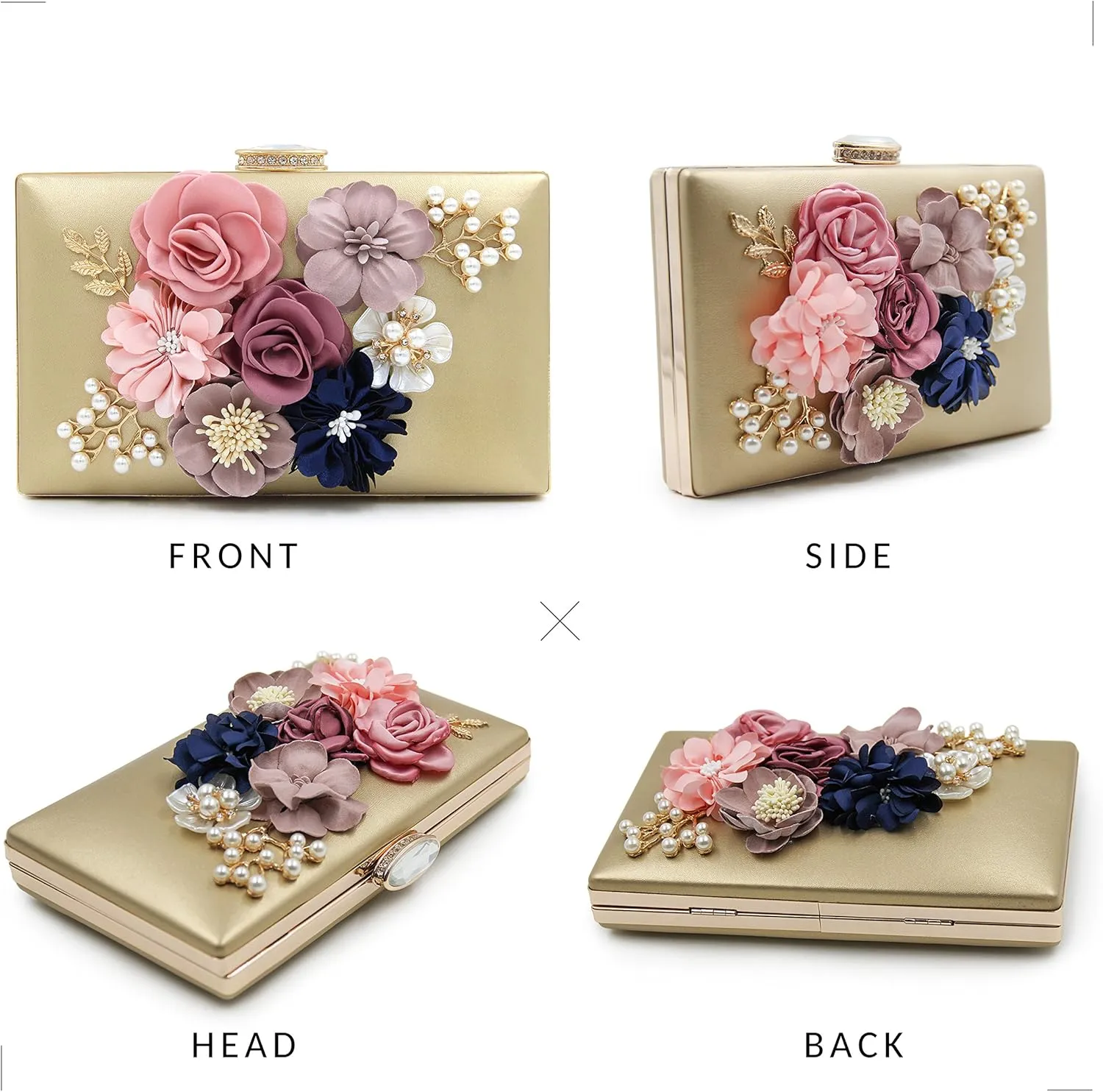 Milisente Evening Bag for Women, Flower Wedding Evening Clutch Purse Bride Floral Clutch Bag