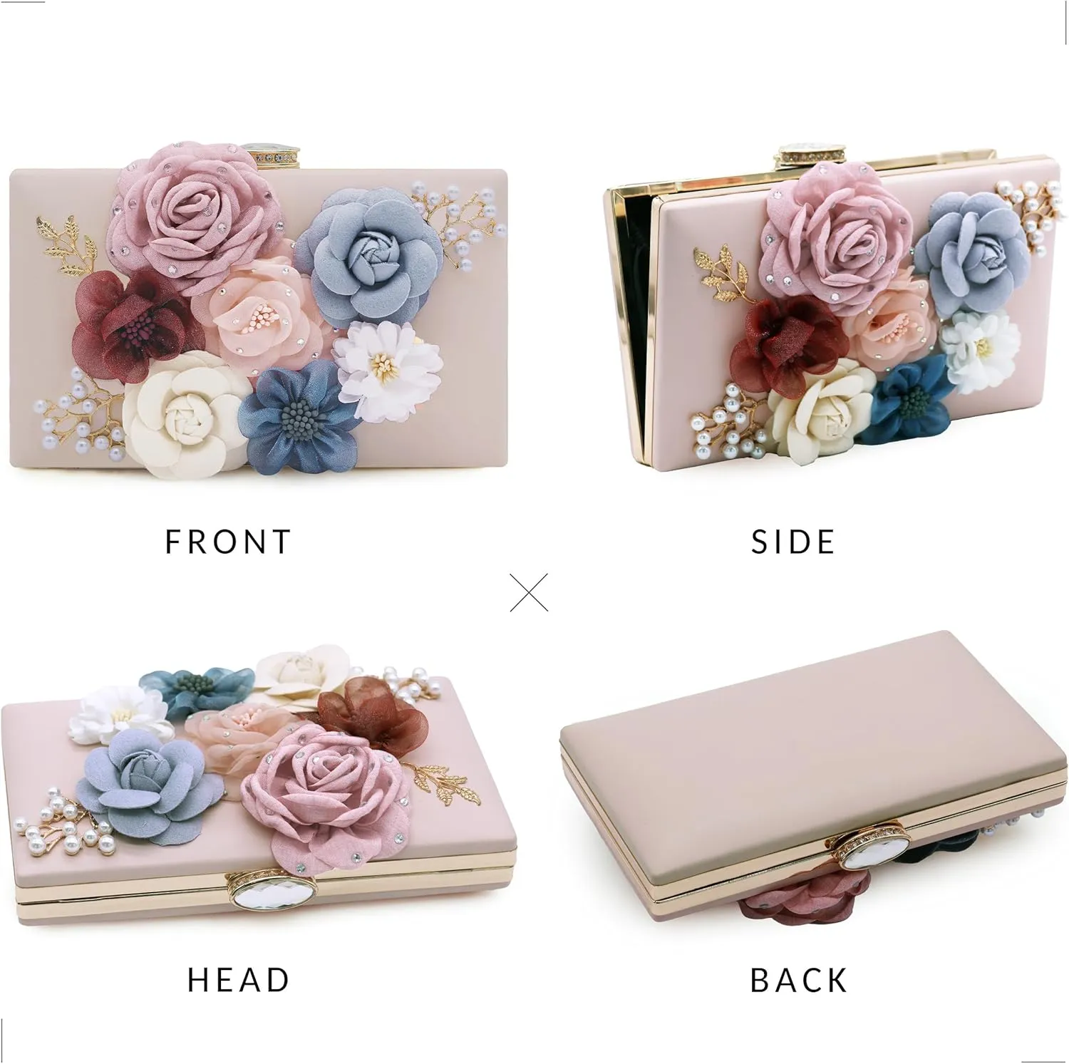 Milisente Evening Bag for Women, Flower Wedding Evening Clutch Purse Bride Floral Clutch Bag