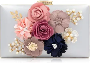 Milisente Evening Bag for Women, Flower Wedding Evening Clutch Purse Bride Floral Clutch Bag