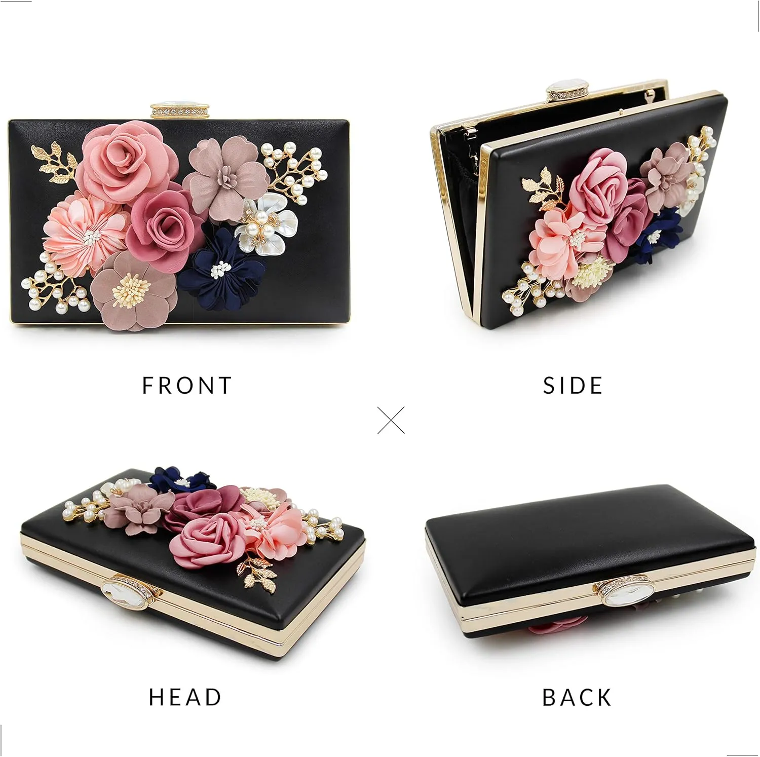 Milisente Evening Bag for Women, Flower Wedding Evening Clutch Purse Bride Floral Clutch Bag