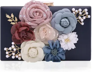 Milisente Evening Bag for Women, Flower Wedding Evening Clutch Purse Bride Floral Clutch Bag