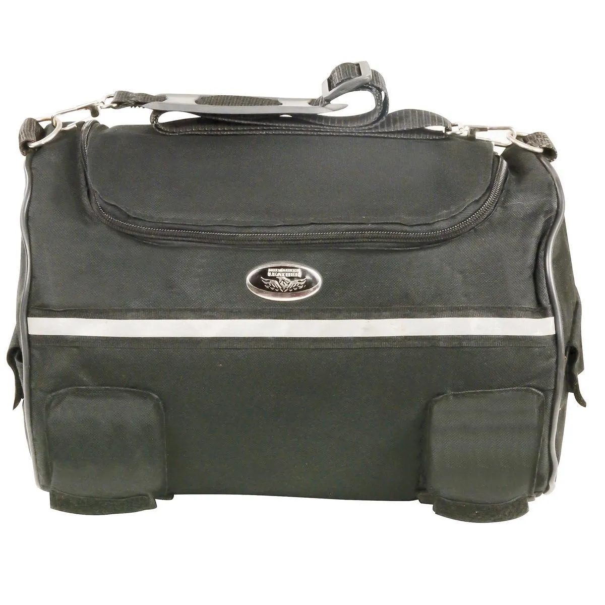 Milwaukee Leather SH608 Medium Black Textile Motorcycle Roll Bag with Reflective Material