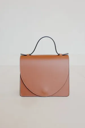 Mini Briefcase | Stitched Tricolor Cognac