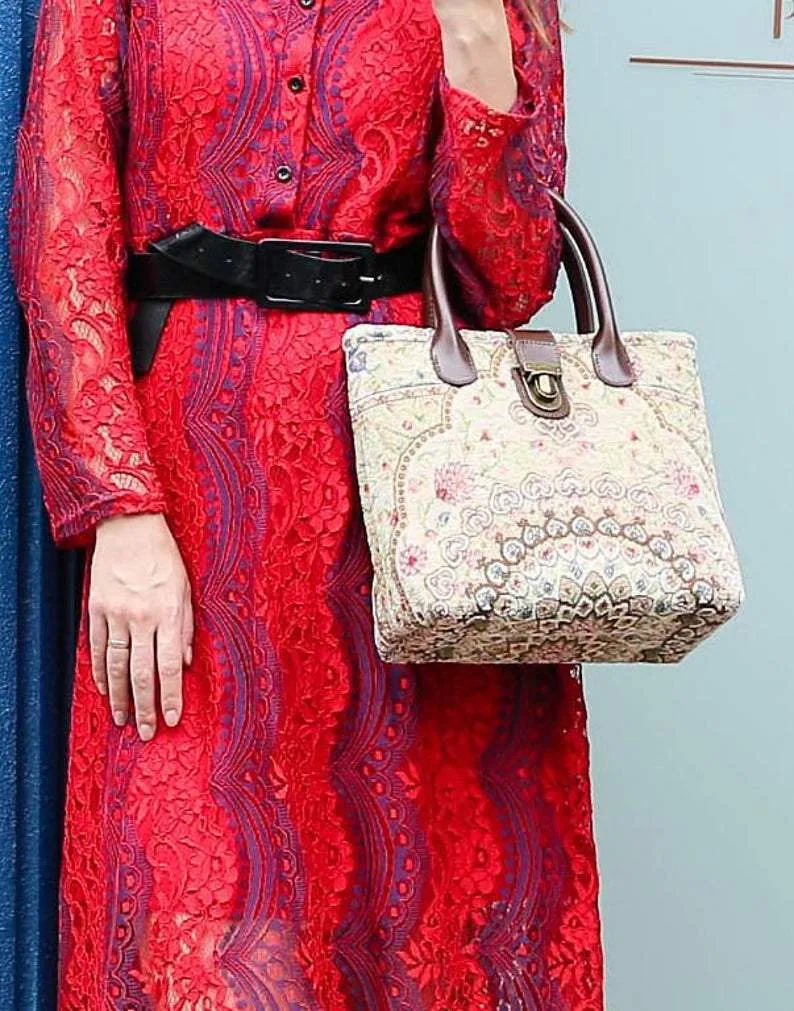 Mini Carpet Tote Oriental Beige
