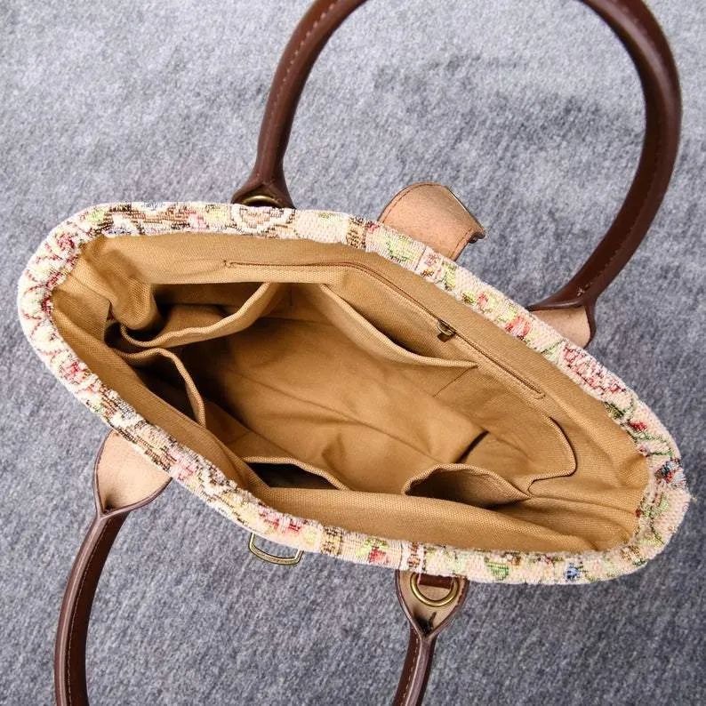 Mini Carpet Tote Oriental Beige