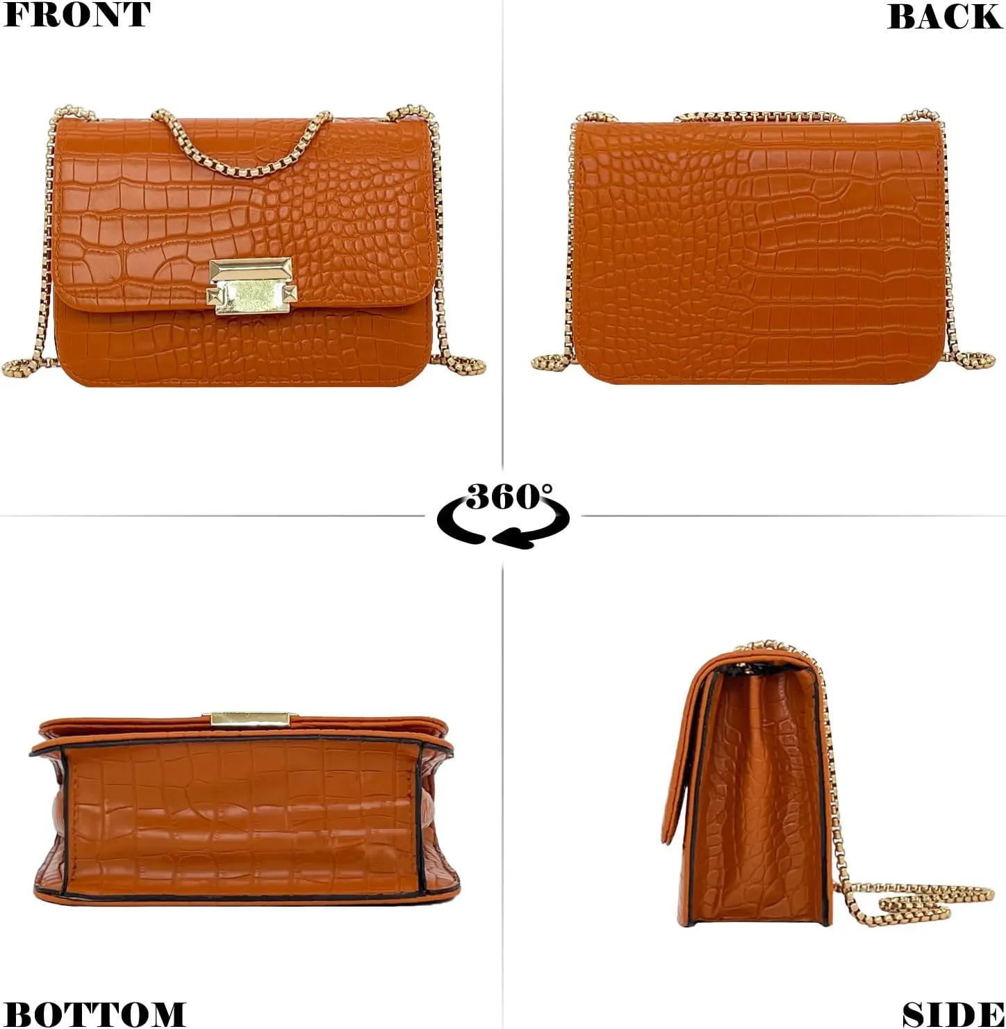 Mini Crocodile Pattern Shoulder Bags for Women with Chain Strap,Small Purses for Women with Flap Closure