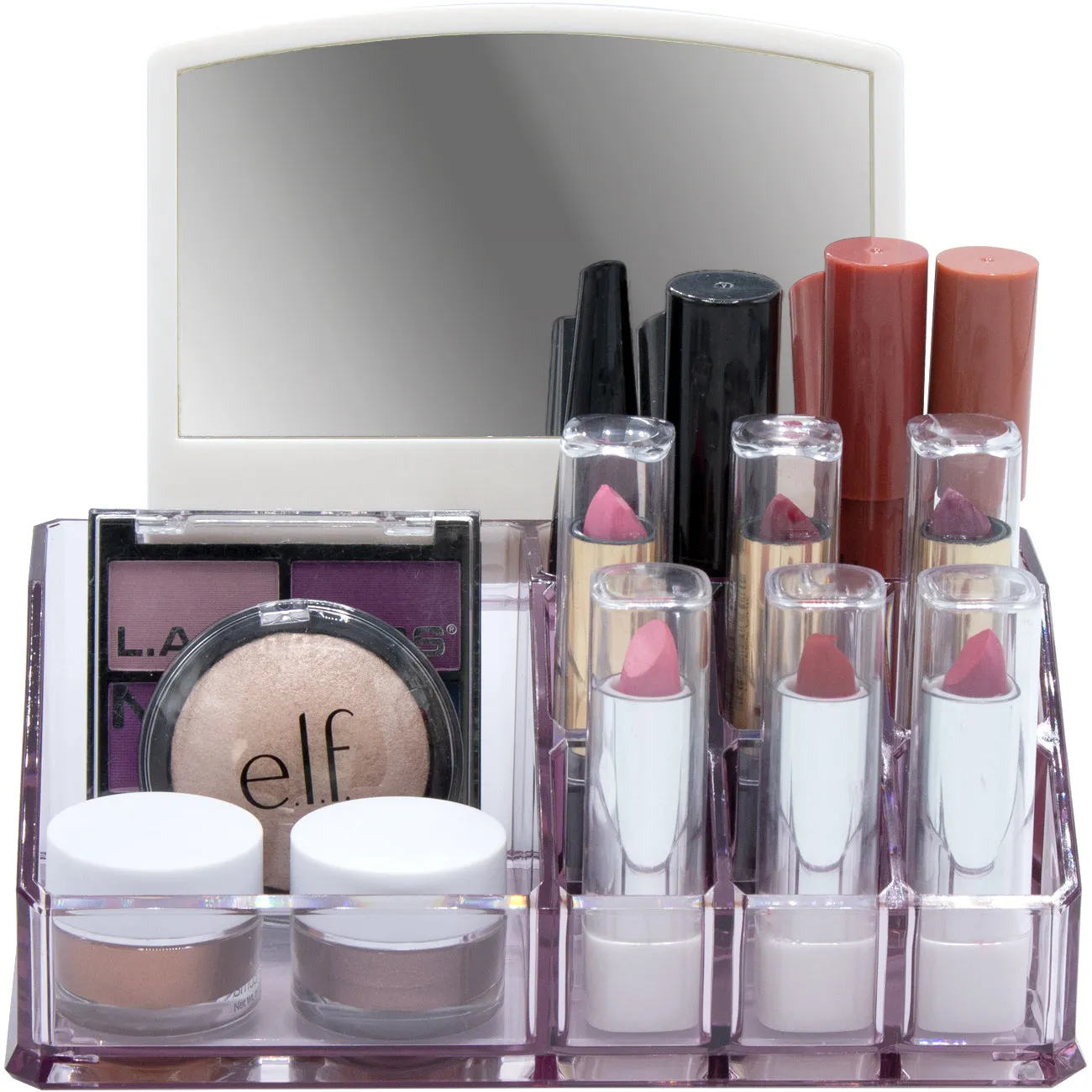 Mini Makeup Organizer with Mirror - Purple