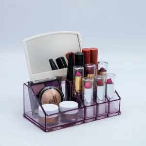 Mini Makeup Organizer with Mirror - Purple