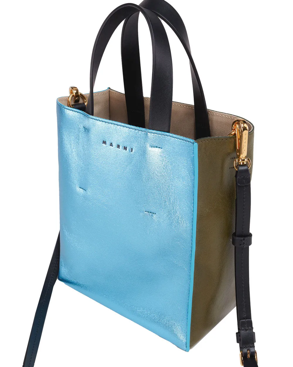 Mini Museo Bag in Metallic Blue