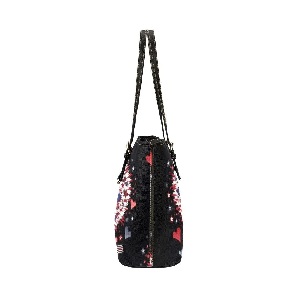 Miniaday Designs Patriotic Hearts Handbag/tote  PU Leather Tote Bag (Model 1651)