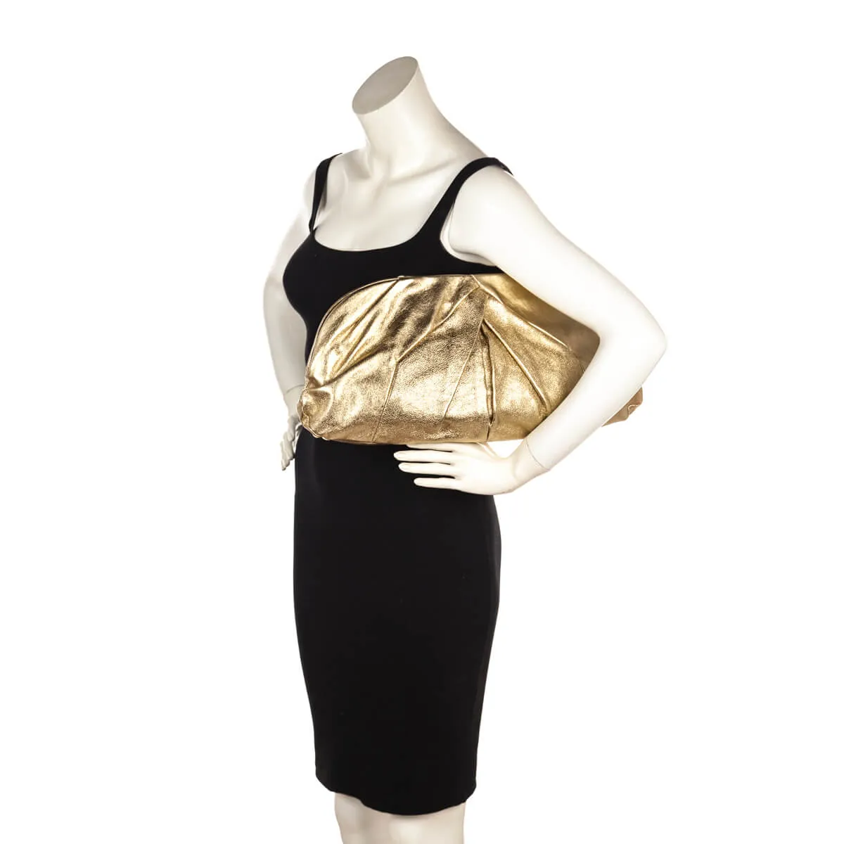 Miu Miu Metallic Gold Soft Calfskin Oversized Clutch