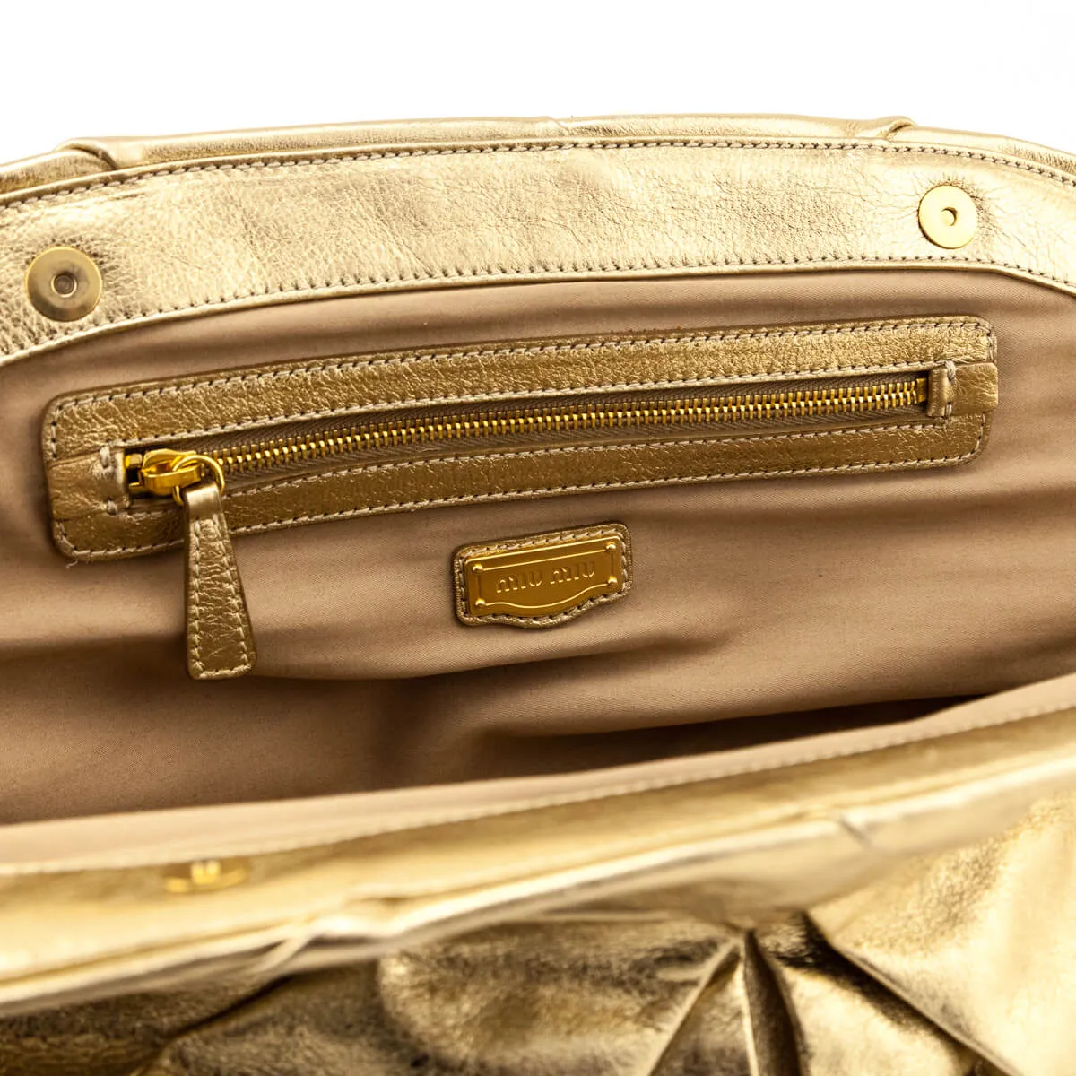 Miu Miu Metallic Gold Soft Calfskin Oversized Clutch