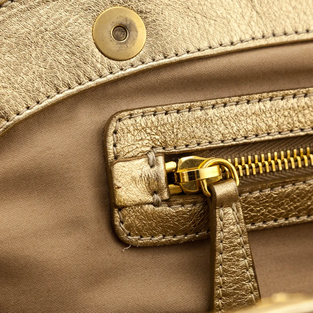 Miu Miu Metallic Gold Soft Calfskin Oversized Clutch