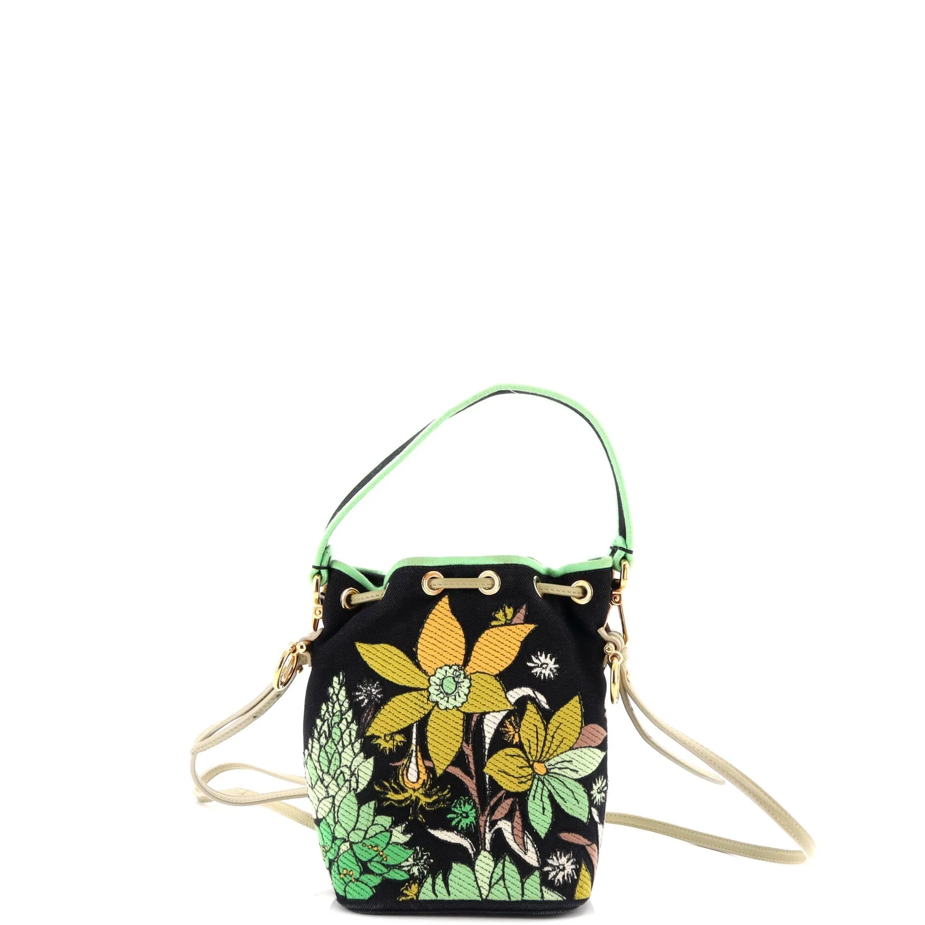 Mon Tresor Bucket Bag Embroidered Canvas Mini