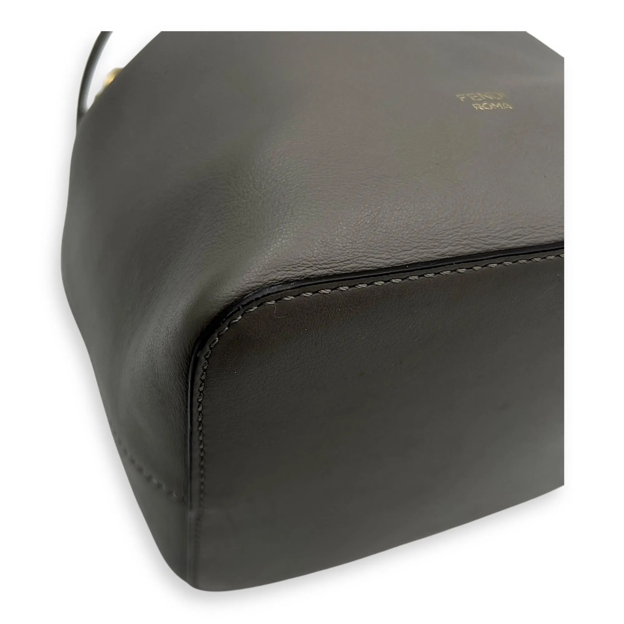 Mon Tresor Bucket Bag Grey in Calfskin, Gold hardware