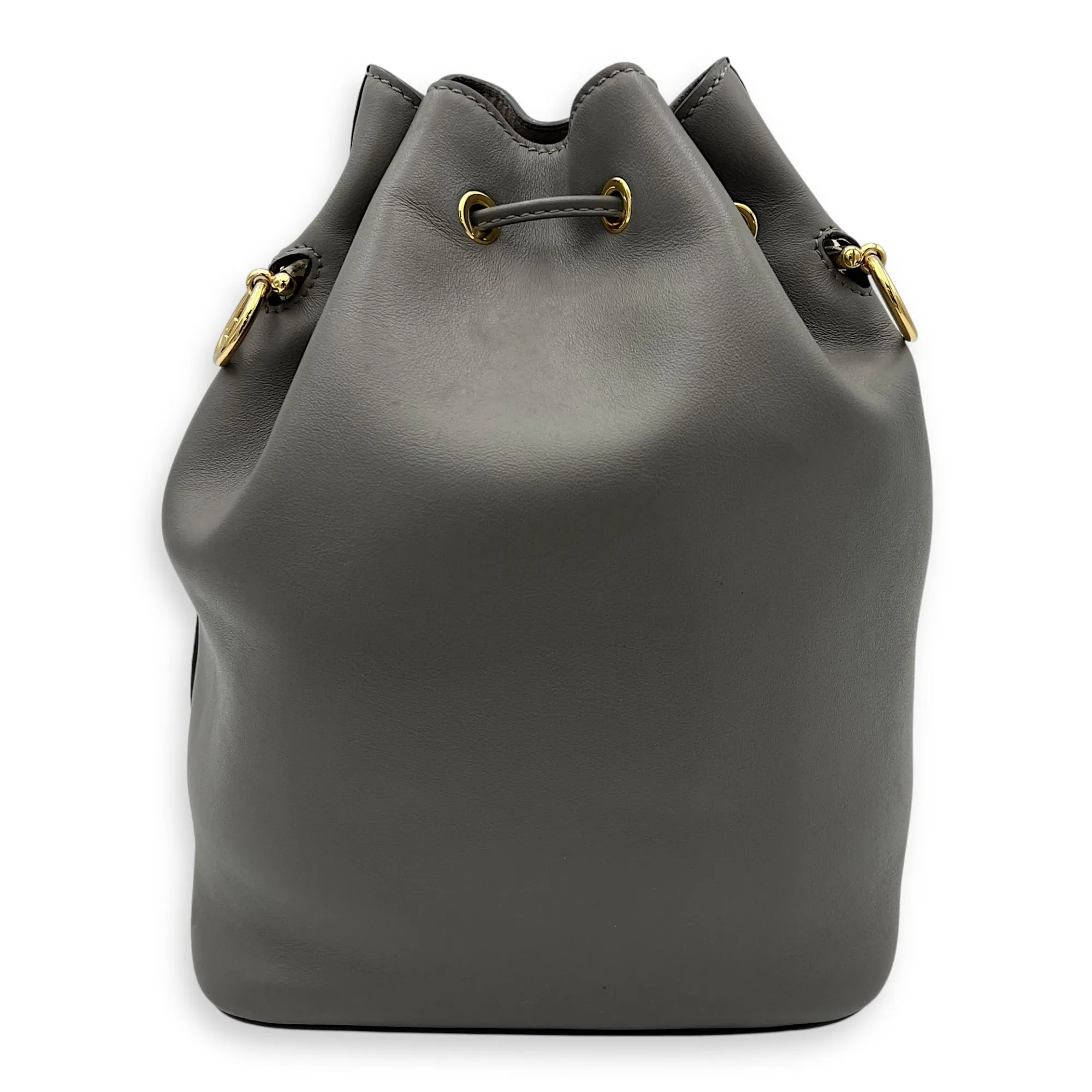 Mon Tresor Bucket Bag Grey in Calfskin, Gold hardware