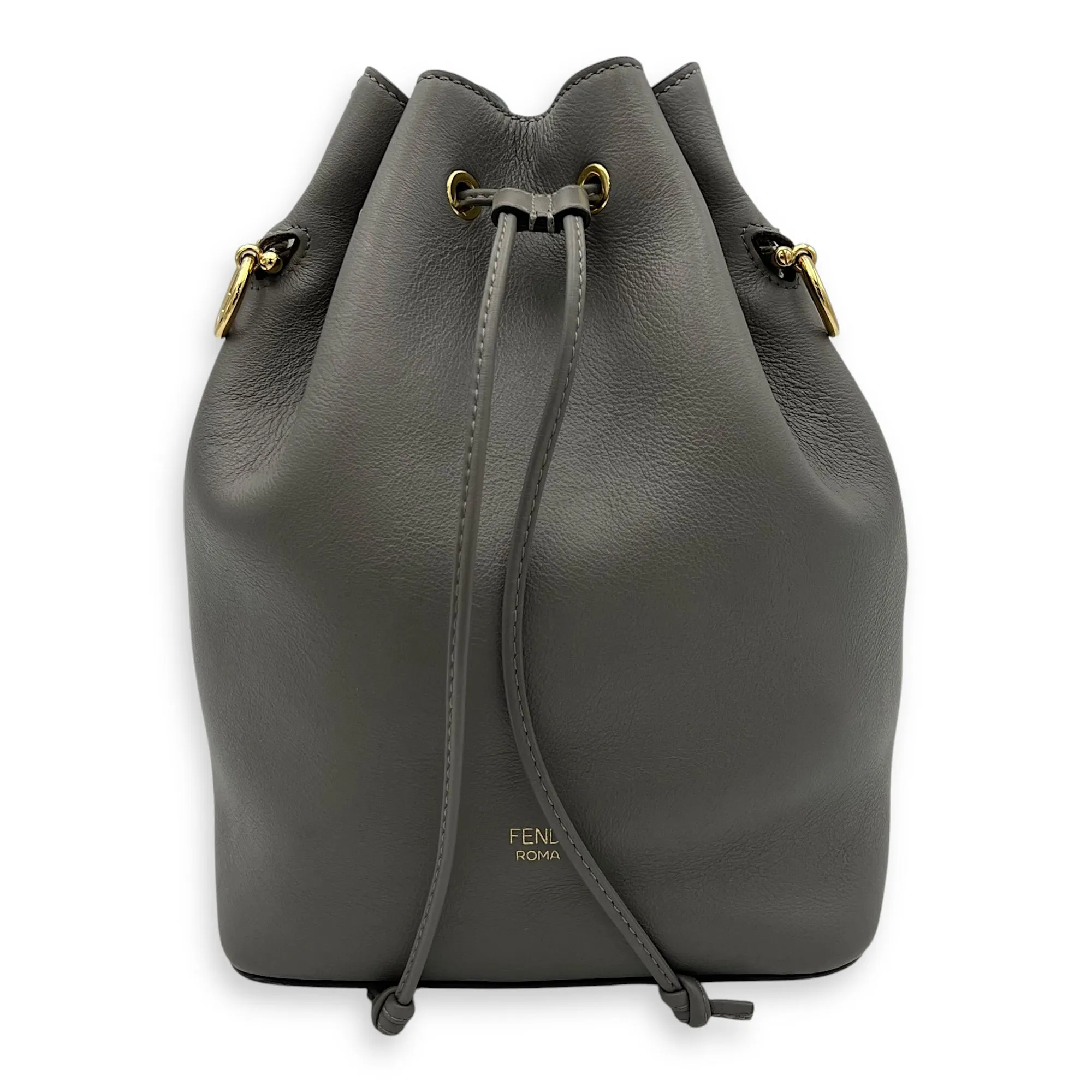 Mon Tresor Bucket Bag Grey in Calfskin, Gold hardware