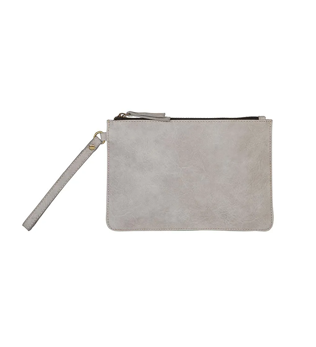Mona B Lucy Vegan Leather Silver Women's hand bag