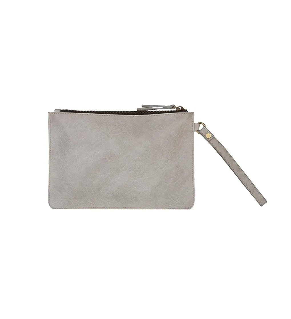 Mona B Lucy Vegan Leather Silver Women's hand bag