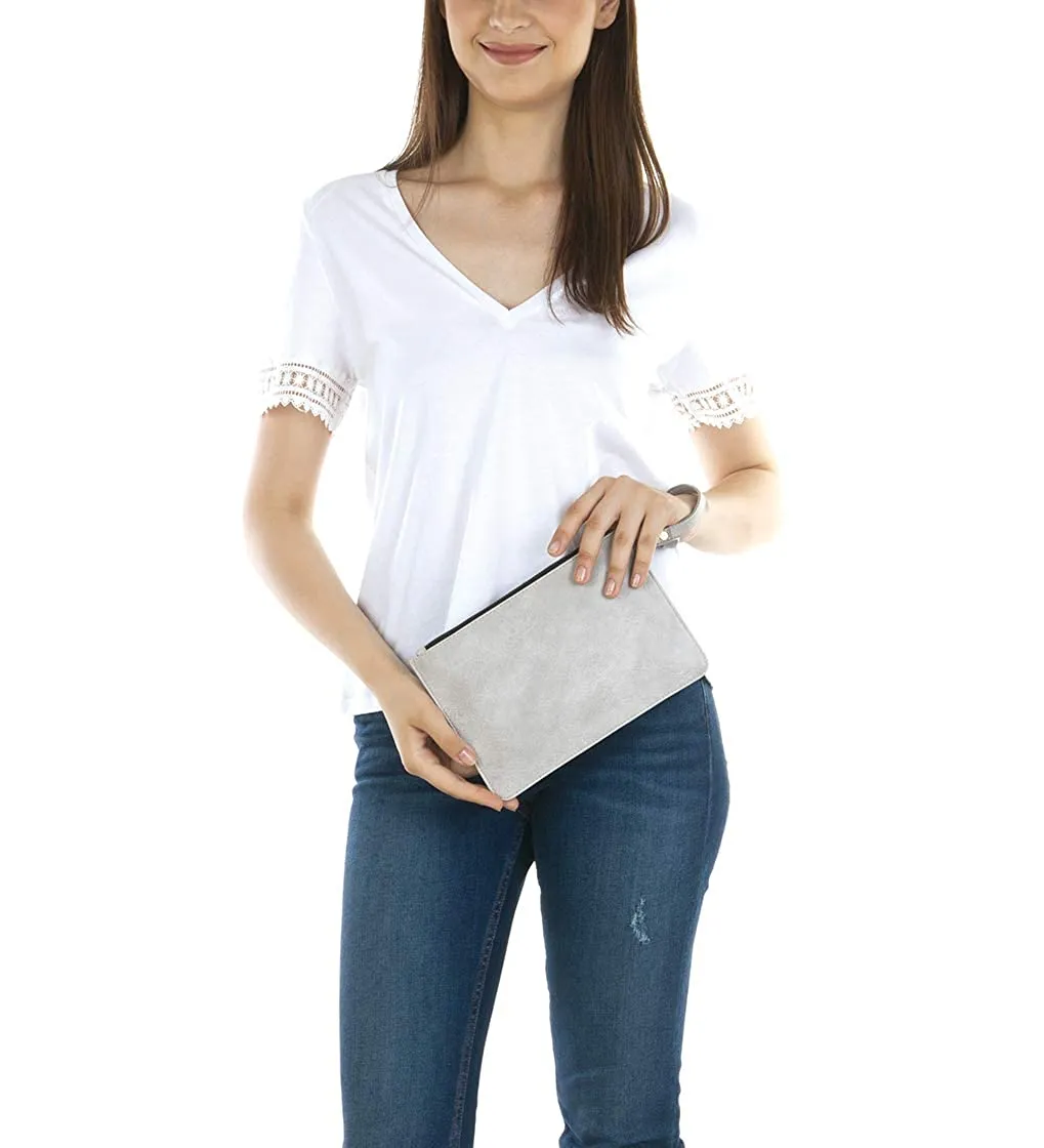 Mona B Lucy Vegan Leather Silver Women's hand bag