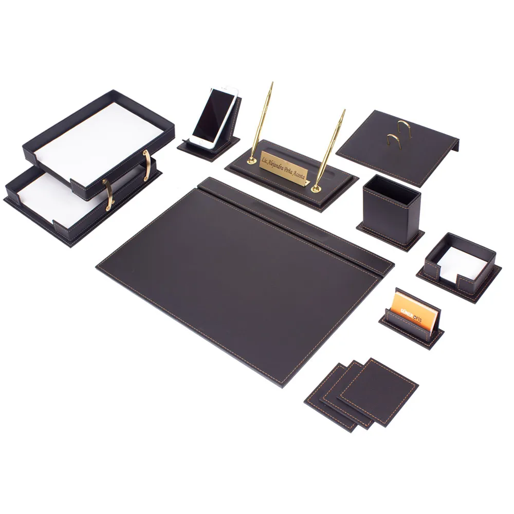 MOOG Luxury Desk Set - Double Document Tray- Green - 13 PCS