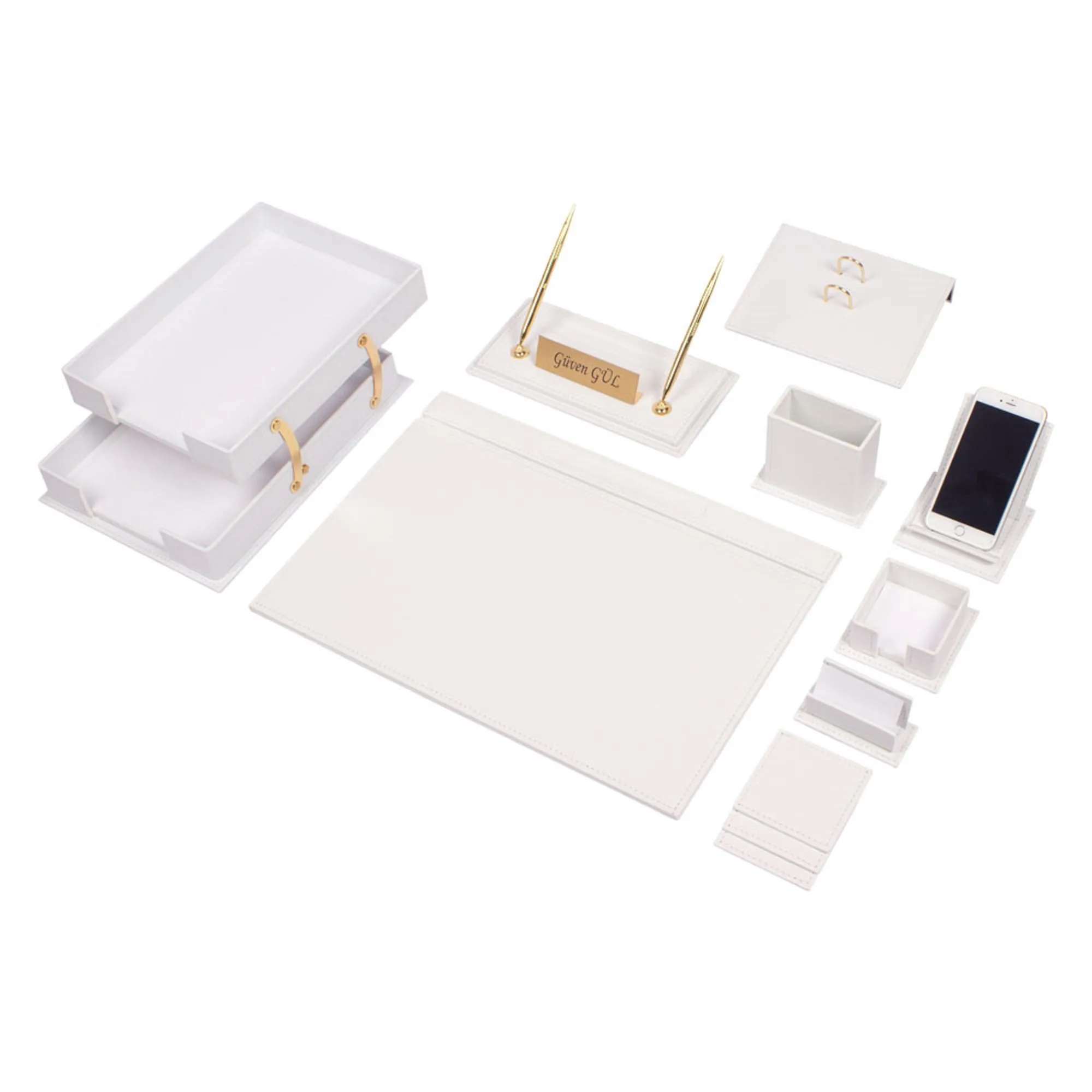 MOOG Luxury Desk Set - Double Document Tray- Green - 13 PCS