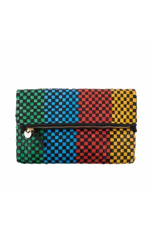 Multi Checkered Foldover Clutch