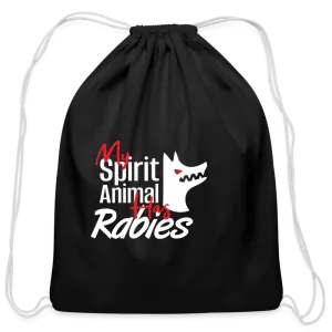 My spirit animal has rabies Drawstring Bag