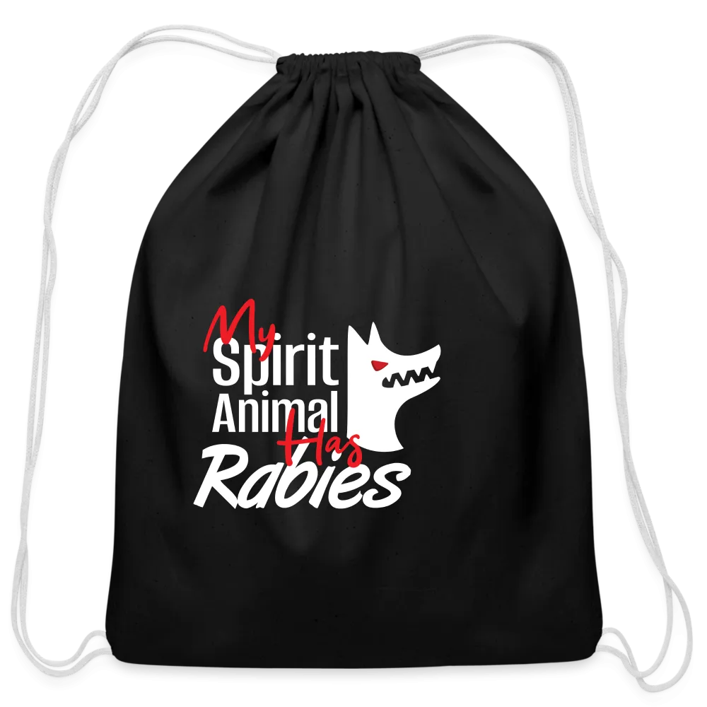 My spirit animal has rabies Drawstring Bag