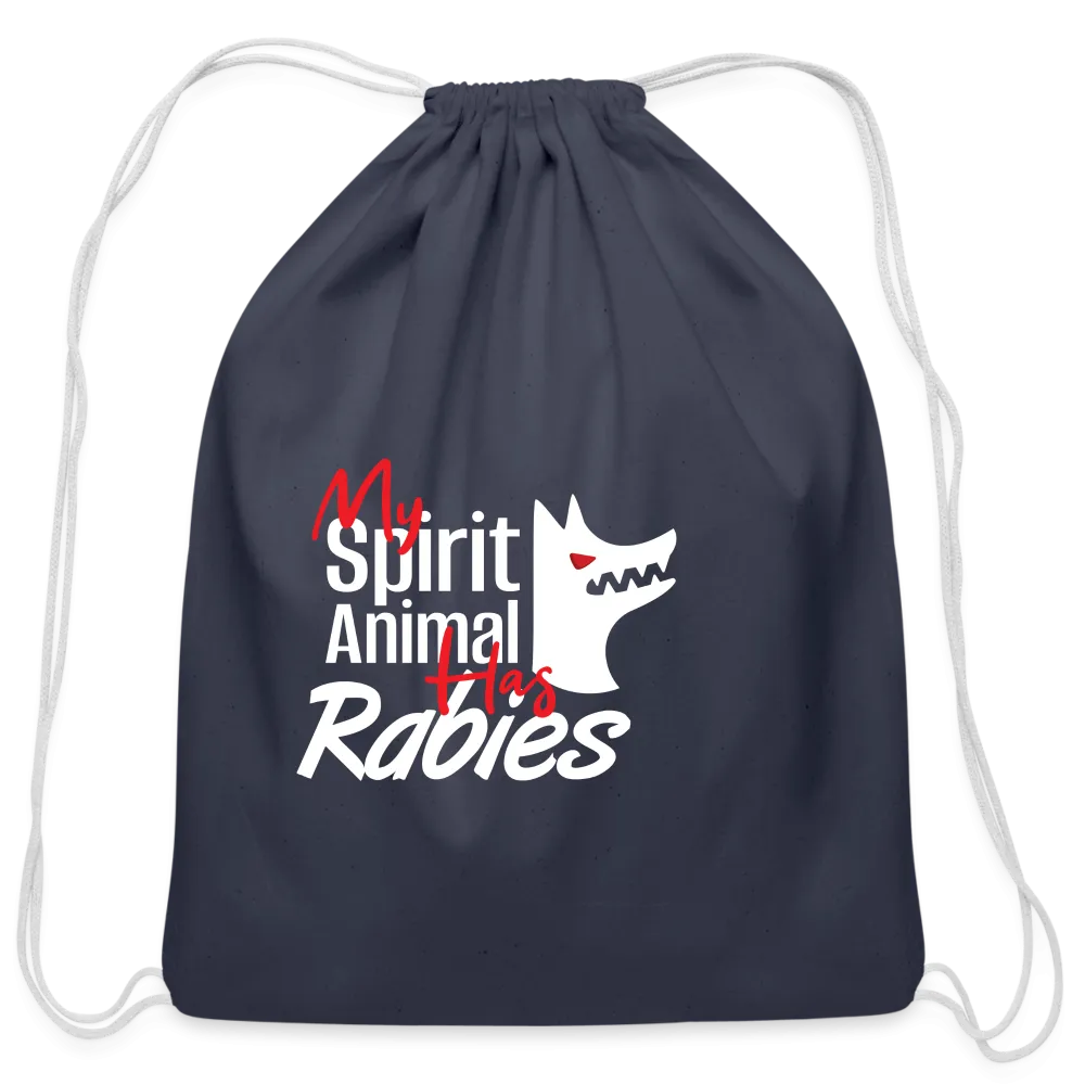My spirit animal has rabies Drawstring Bag