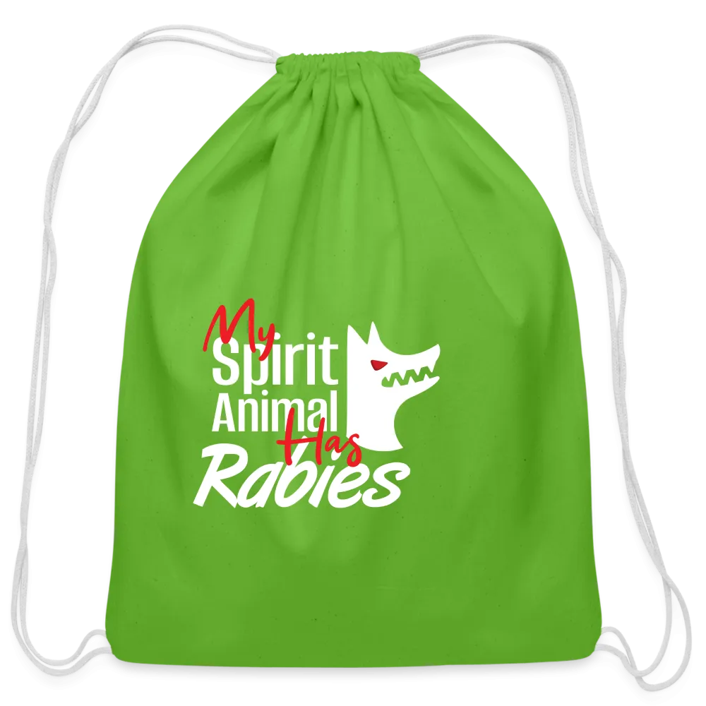 My spirit animal has rabies Drawstring Bag