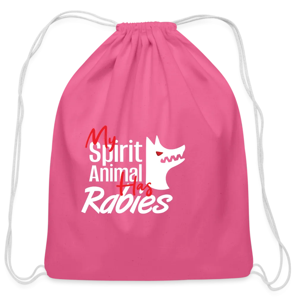 My spirit animal has rabies Drawstring Bag