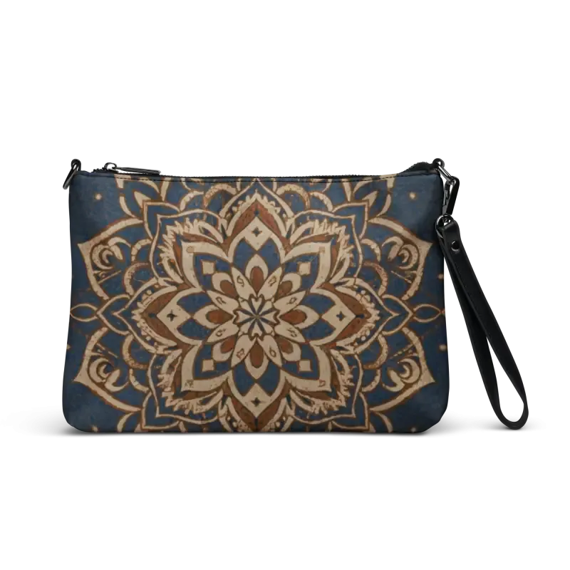 Navy Blue Mandal Pattern Crossbody Bag