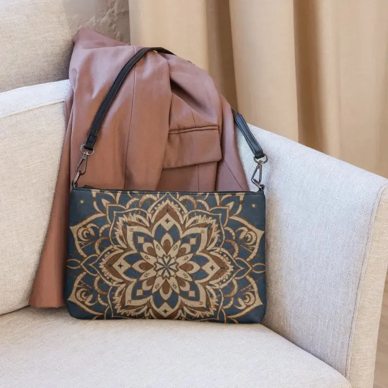 Navy Blue Mandal Pattern Crossbody Bag