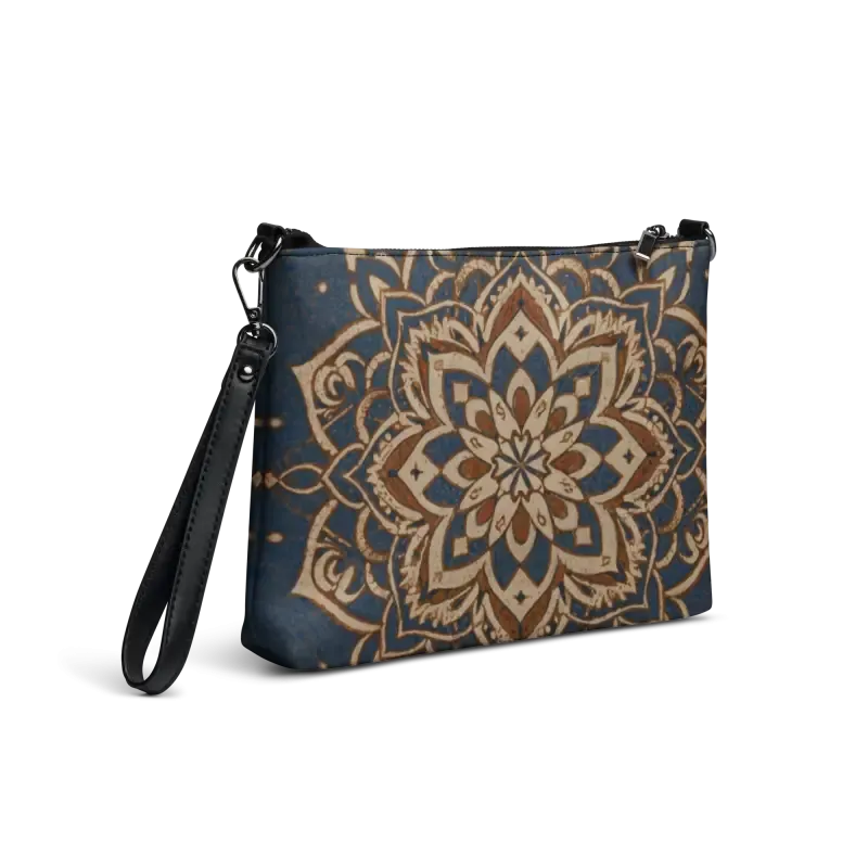 Navy Blue Mandal Pattern Crossbody Bag