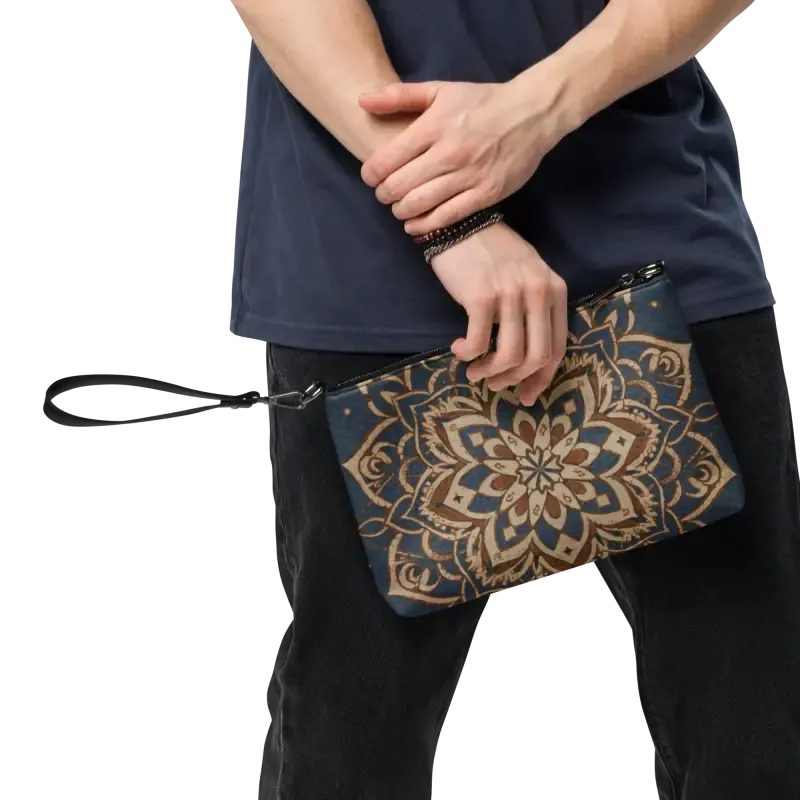 Navy Blue Mandal Pattern Crossbody Bag