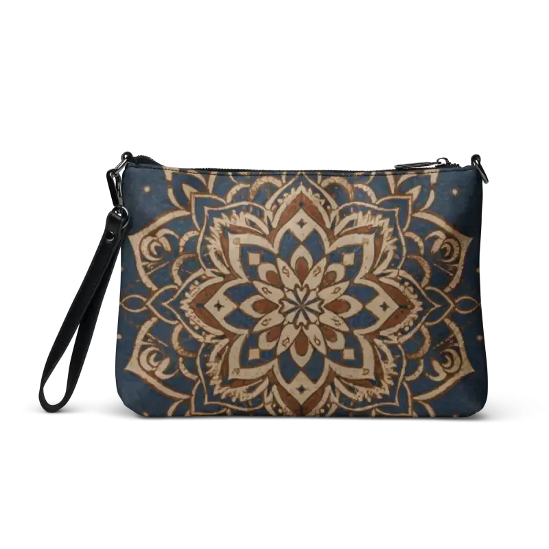 Navy Blue Mandal Pattern Crossbody Bag