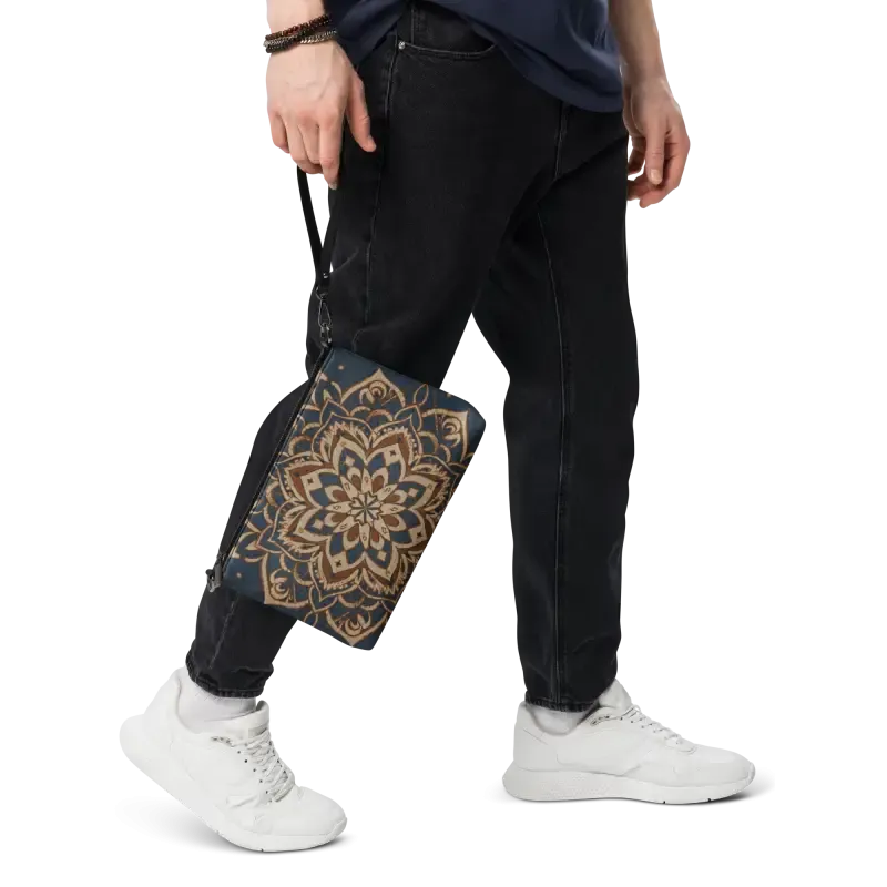Navy Blue Mandal Pattern Crossbody Bag
