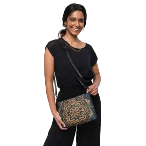 Navy Blue Mandal Pattern Crossbody Bag