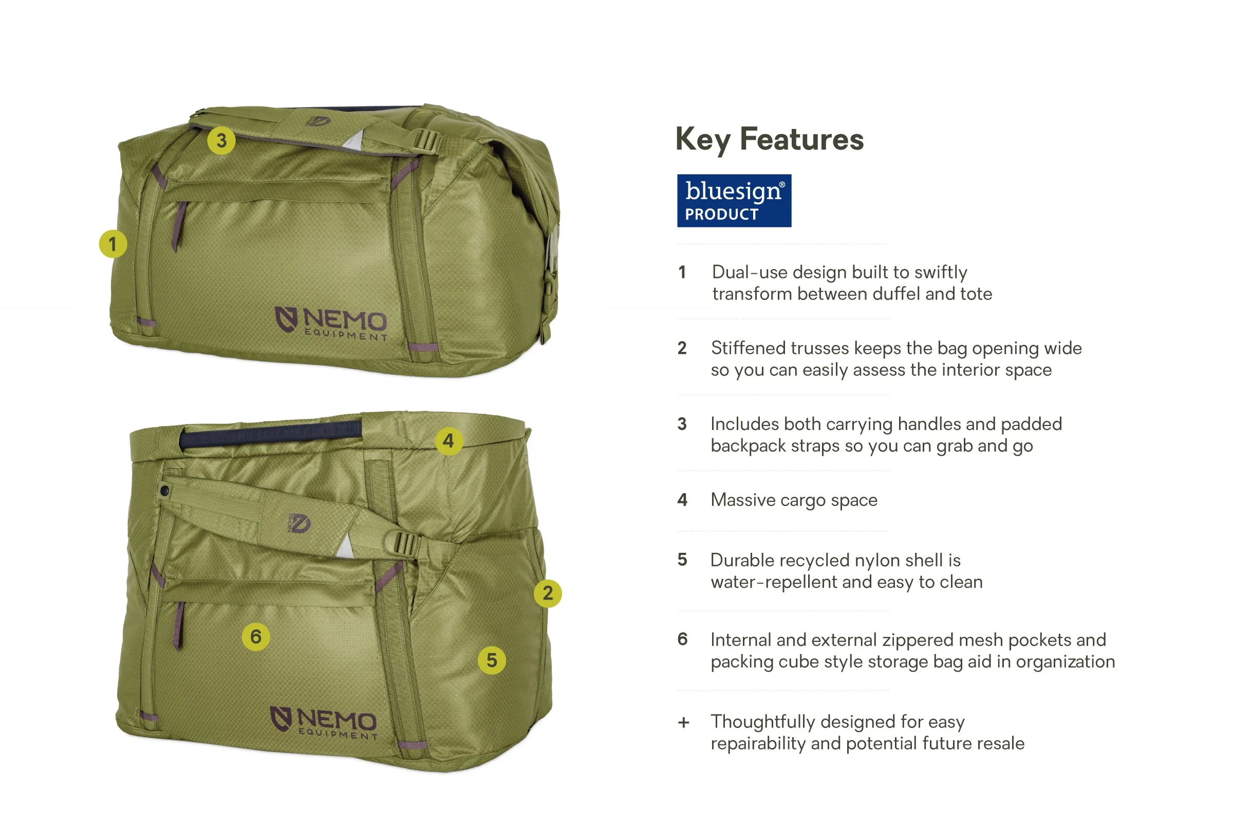 NEMO Double Haul 70L Convertible Duffel & Tote
