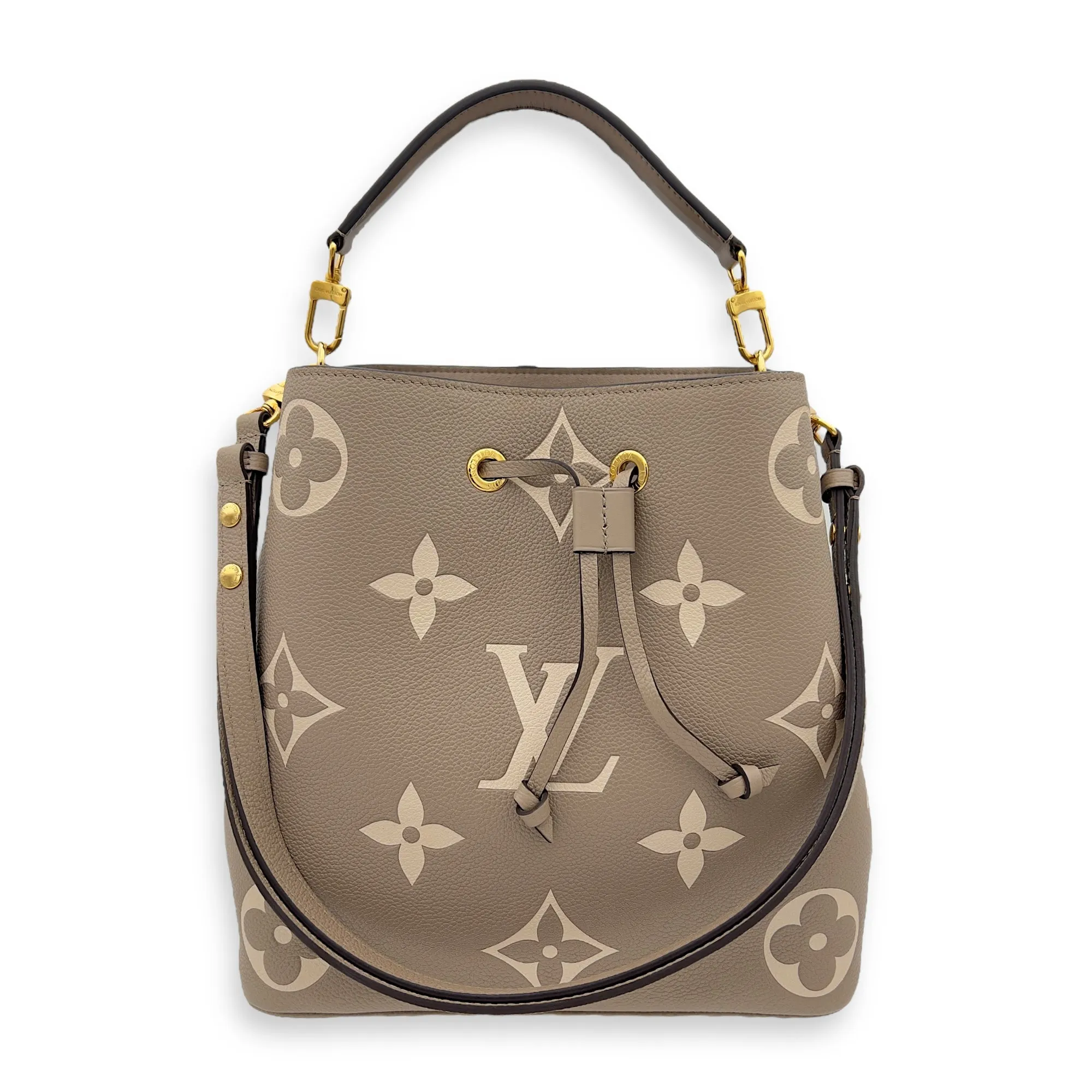 NeoNoe Bucket Bag Beige in Empreinte Leather, Gold hardware