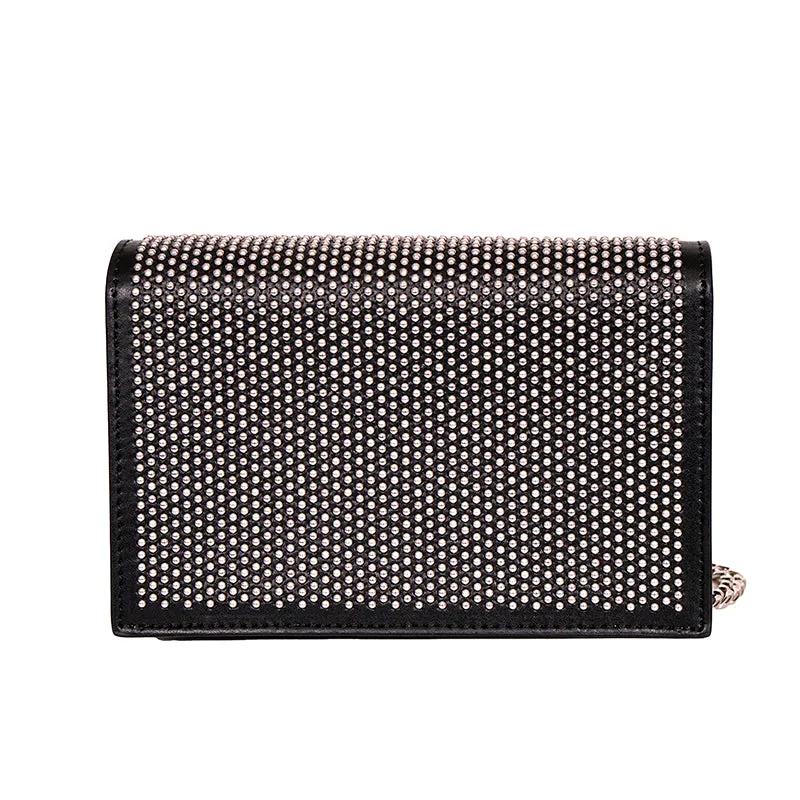 NEW $1390 ALEXANDER MCQUEEN Black STUDDED Leather SKULL Crossbody FLAP BAG NIB