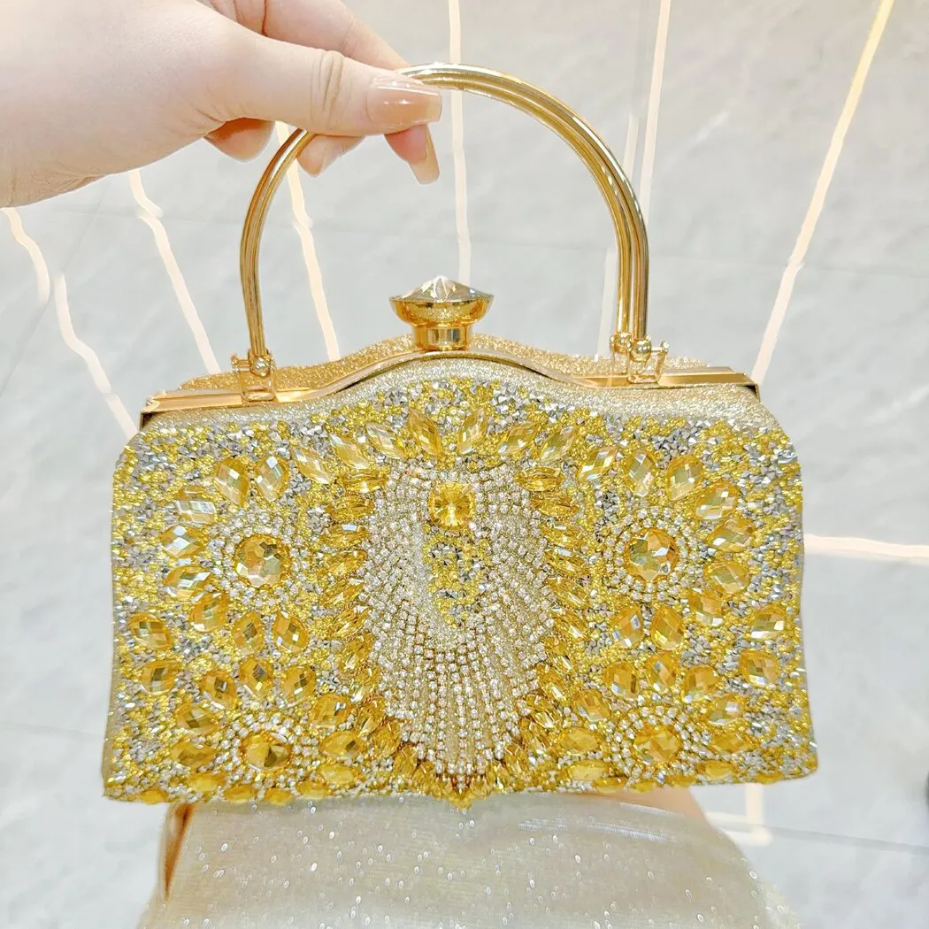 Nightout bag with diamond inlaid carrying bag, ladies banquet single shoulder crossbody carrying bag