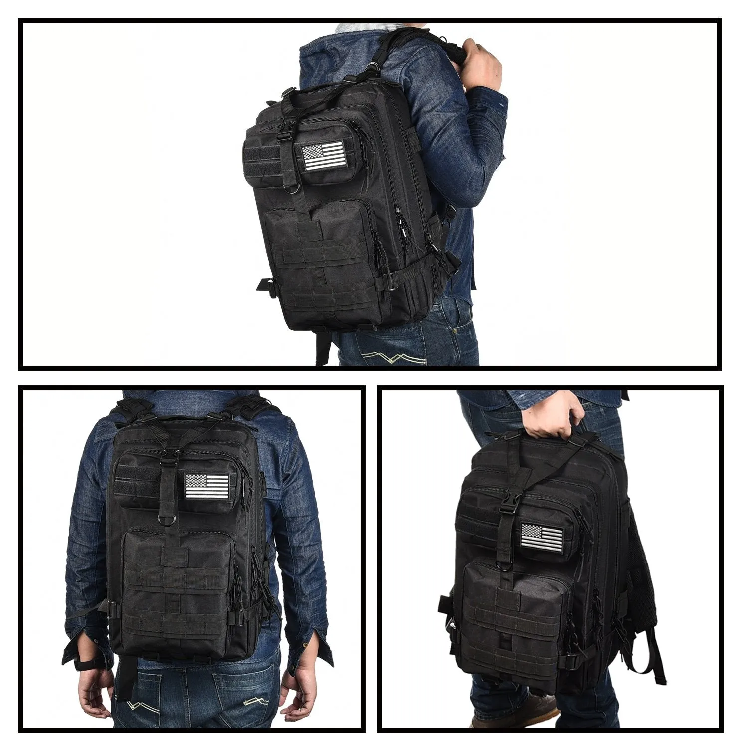 NOOLA Military Tactical Backpack Large Army Rucksack Assault Pack Molle Bag Black