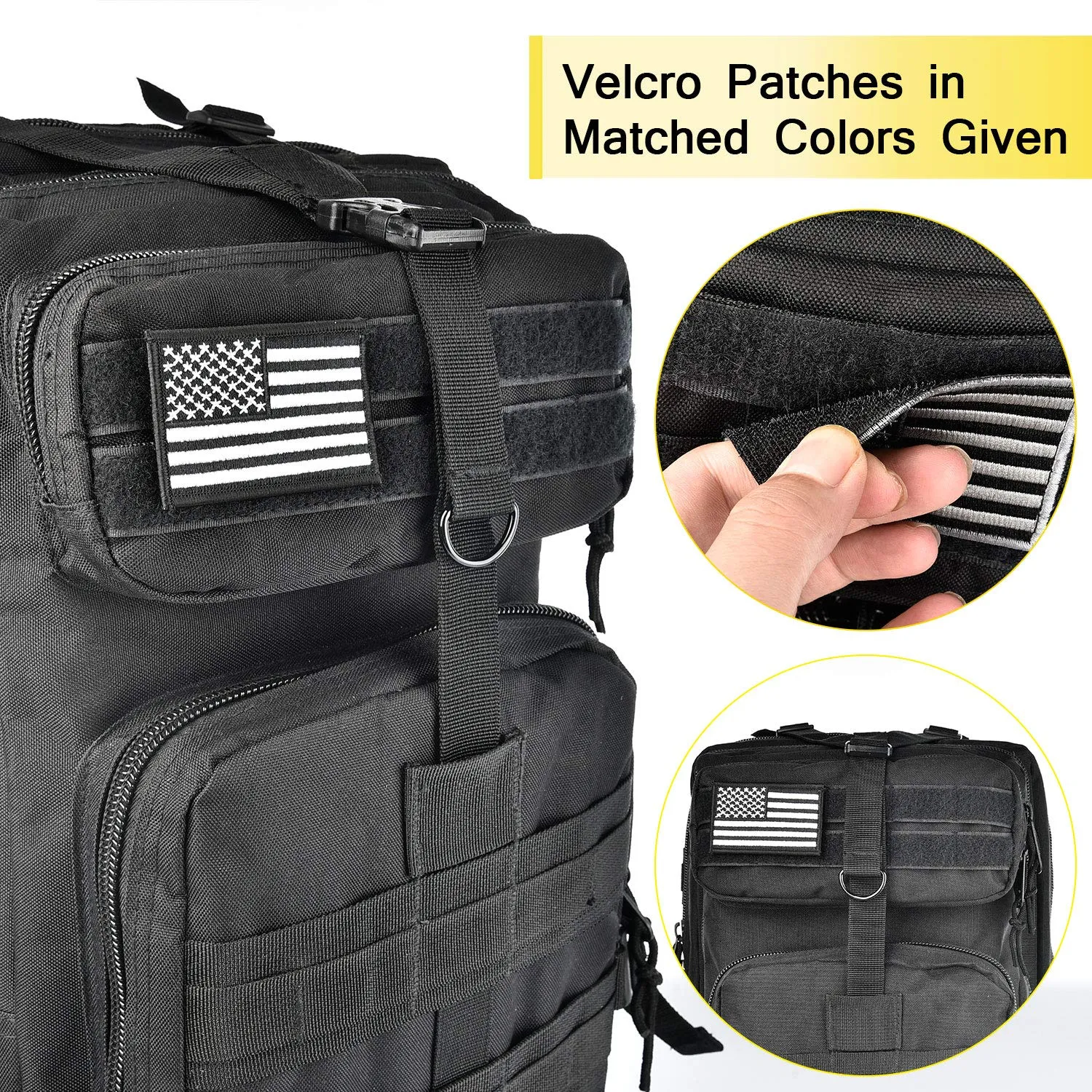 NOOLA Military Tactical Backpack Large Army Rucksack Assault Pack Molle Bag Black