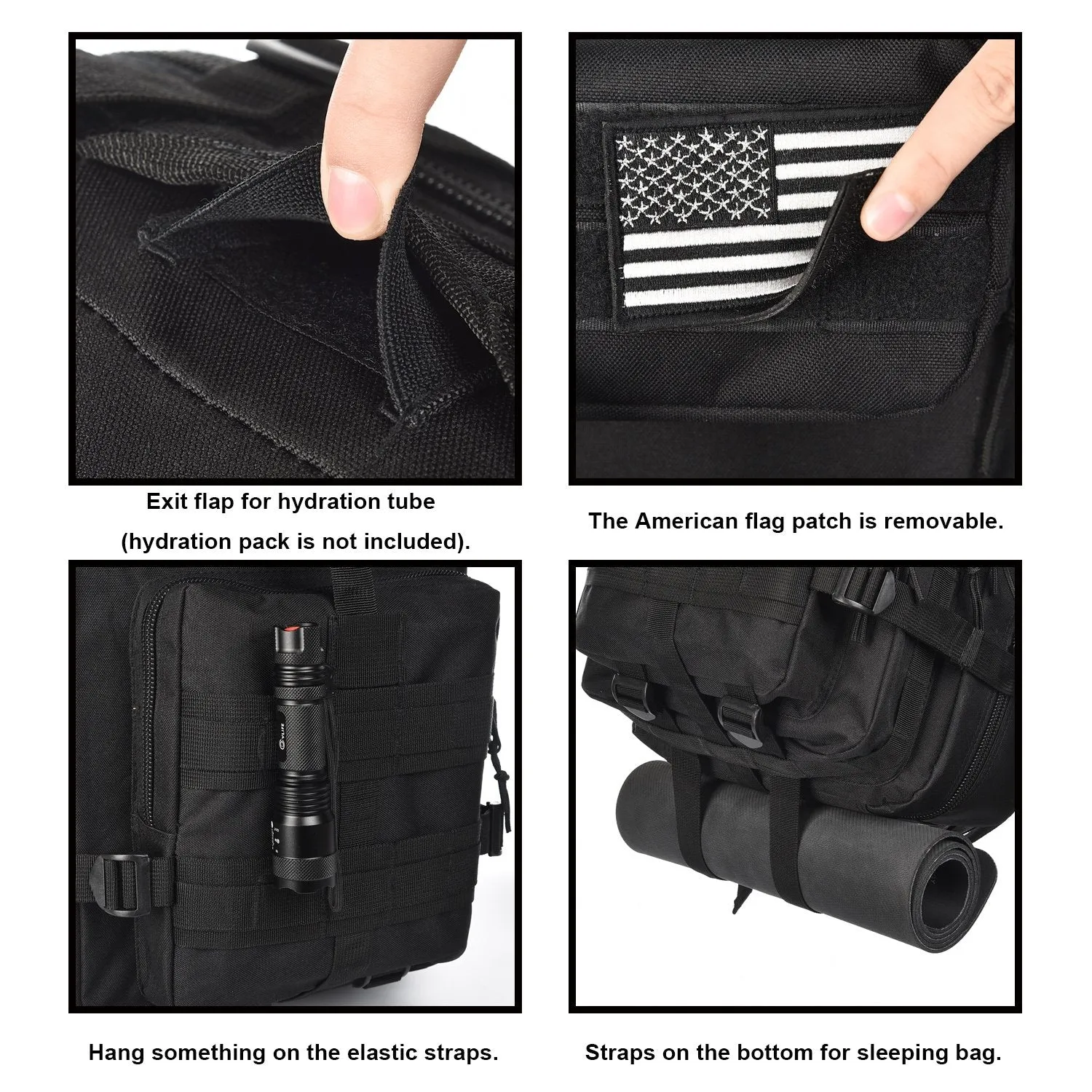 NOOLA Military Tactical Backpack Large Army Rucksack Assault Pack Molle Bag Black